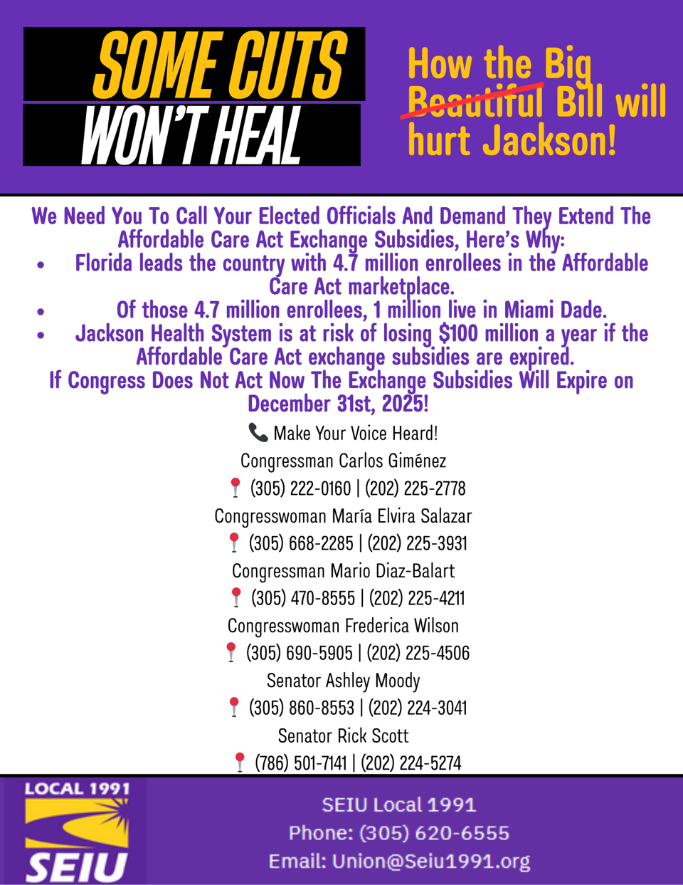 SEIU 1991 Flyer:  Some Cuts Won't Heal - How the big  Bill will hurt Jackson!